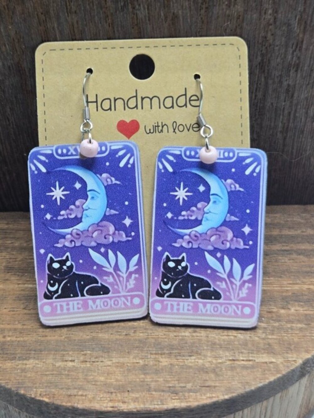 NWT The Moon Tarot Card Earrings Pierced Acrylic Dangle Drop Light Weight OOAK